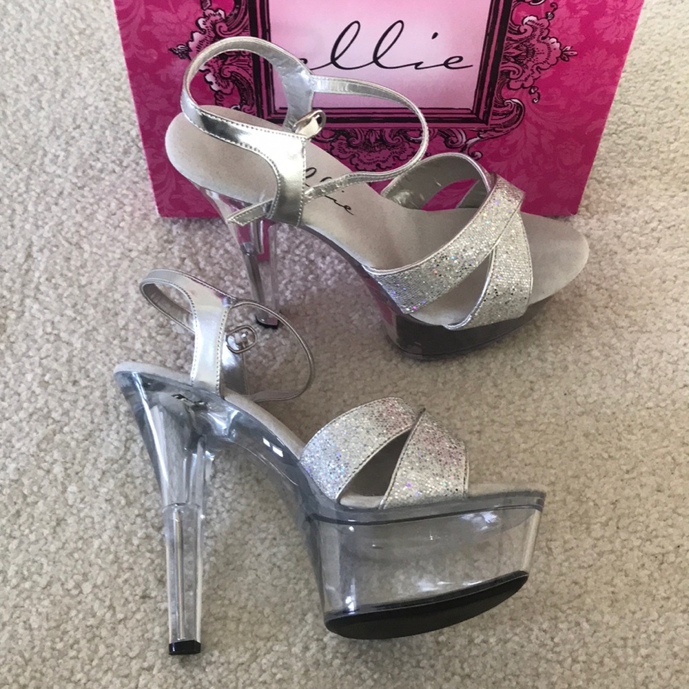 Ellie 6inch Glitter Clear Heel